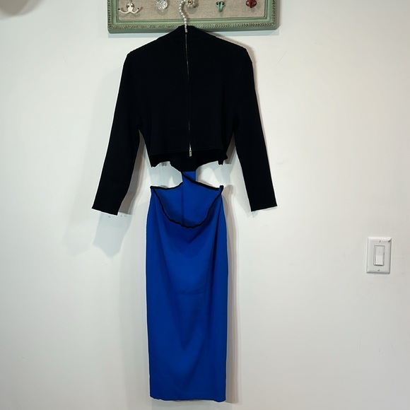 Gabrielle Union Cutout Sweater Dress Size XL Long Sleeve color-block midi new - Picture 5 of 7